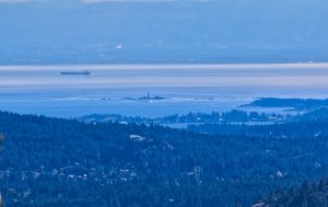 Views of Juan De Fuca Strait, the Olympic Pennisula and Race Rocks Lighthouse from Mt. Finlayson