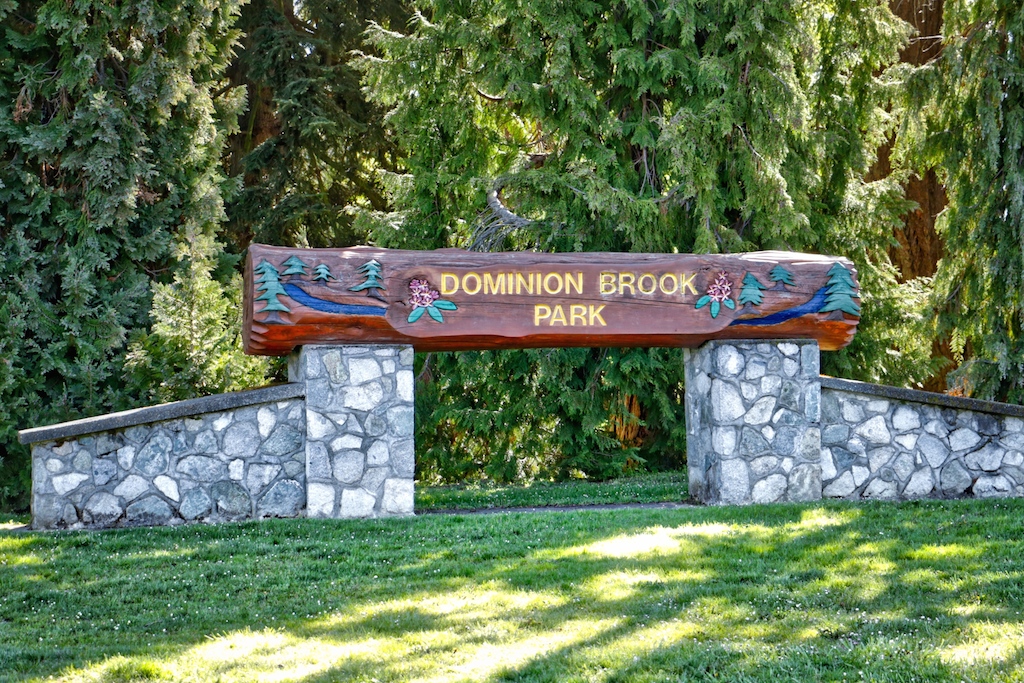 Dominion Brook Park Sign, Victoria, BC Visitor in Victoria